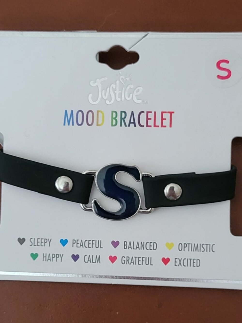 Girls' Faux Leather Adorned Mood Bracelet with Initials B, C, I, L, M, S